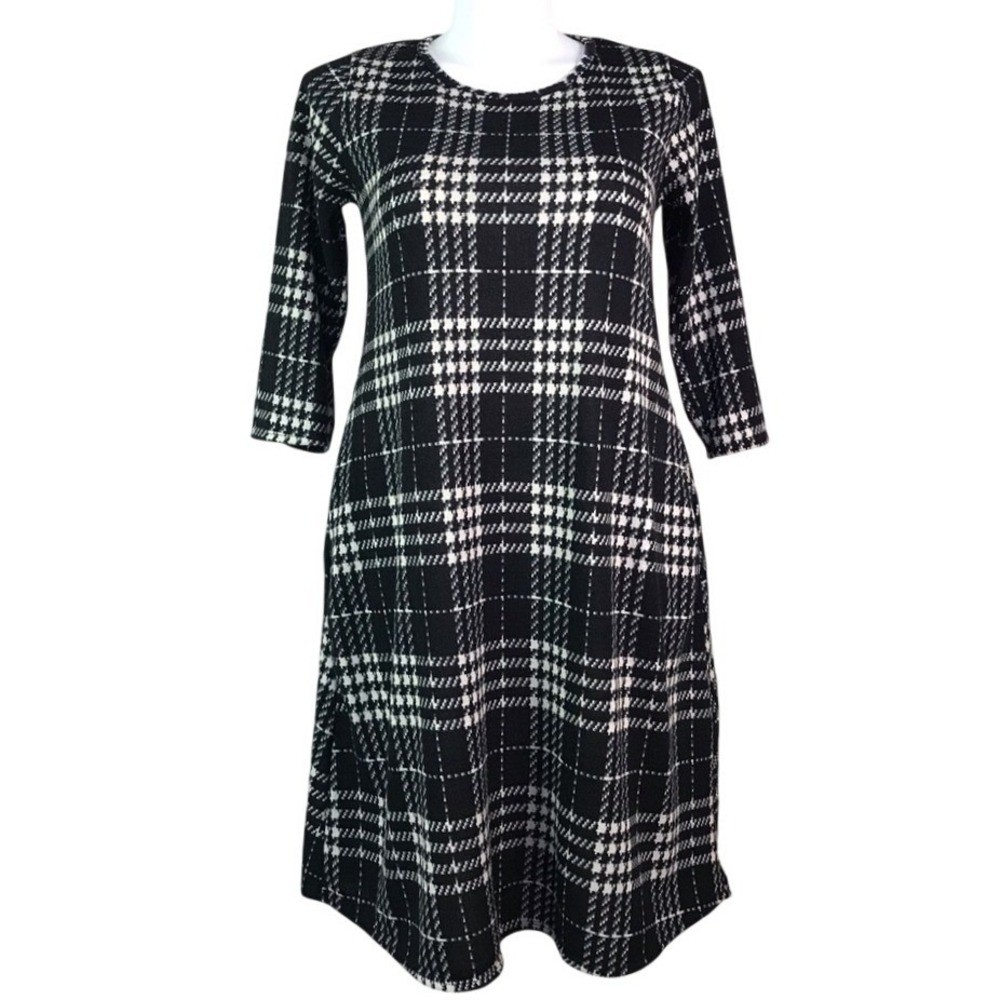CHRIS & CAROL 3/4 SLEEVE‎ TARTAN PRINT DRESS